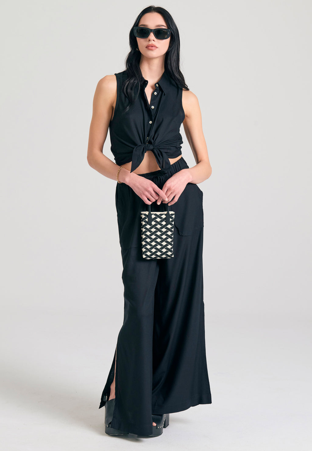 Loose fit viscose pants