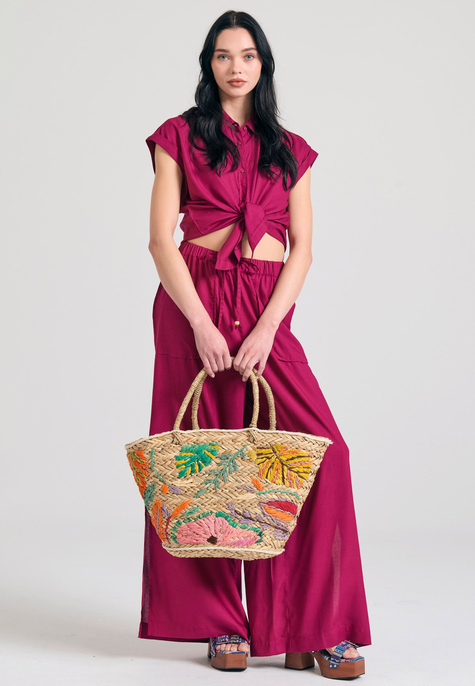 Loose fit viscose pants