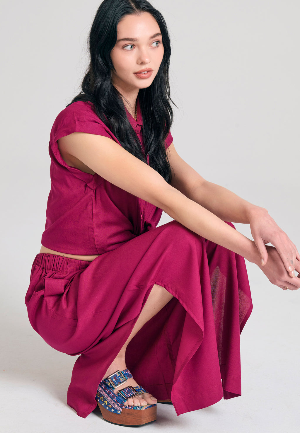 Loose fit viscose pants