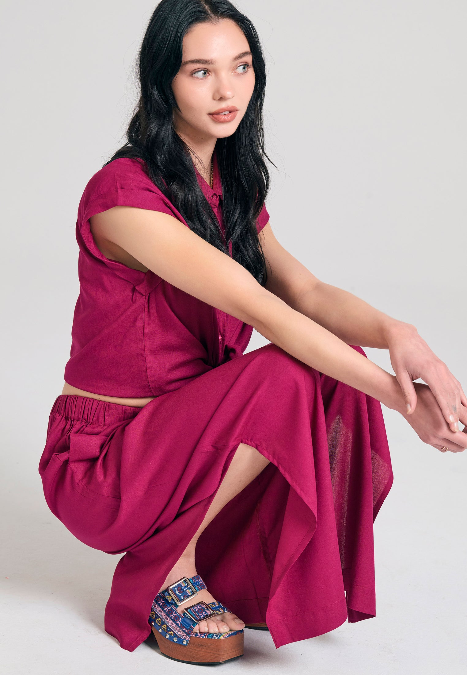 Loose fit viscose pants