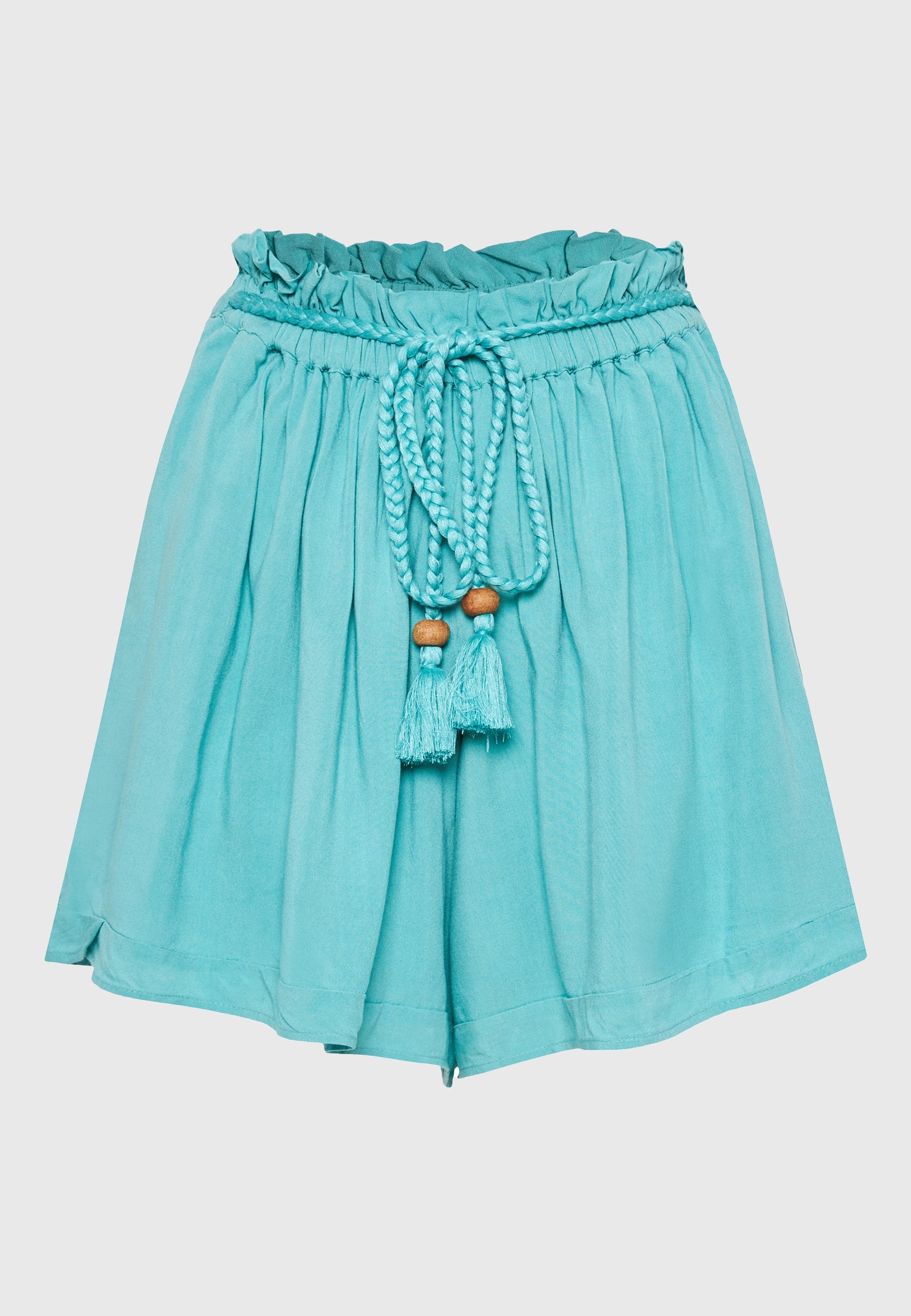 Loose fit shorts with drawstring and ruffle waist