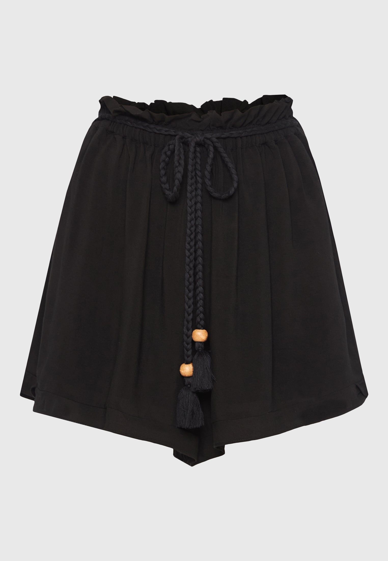 Loose fit shorts with drawstring and ruffle waist