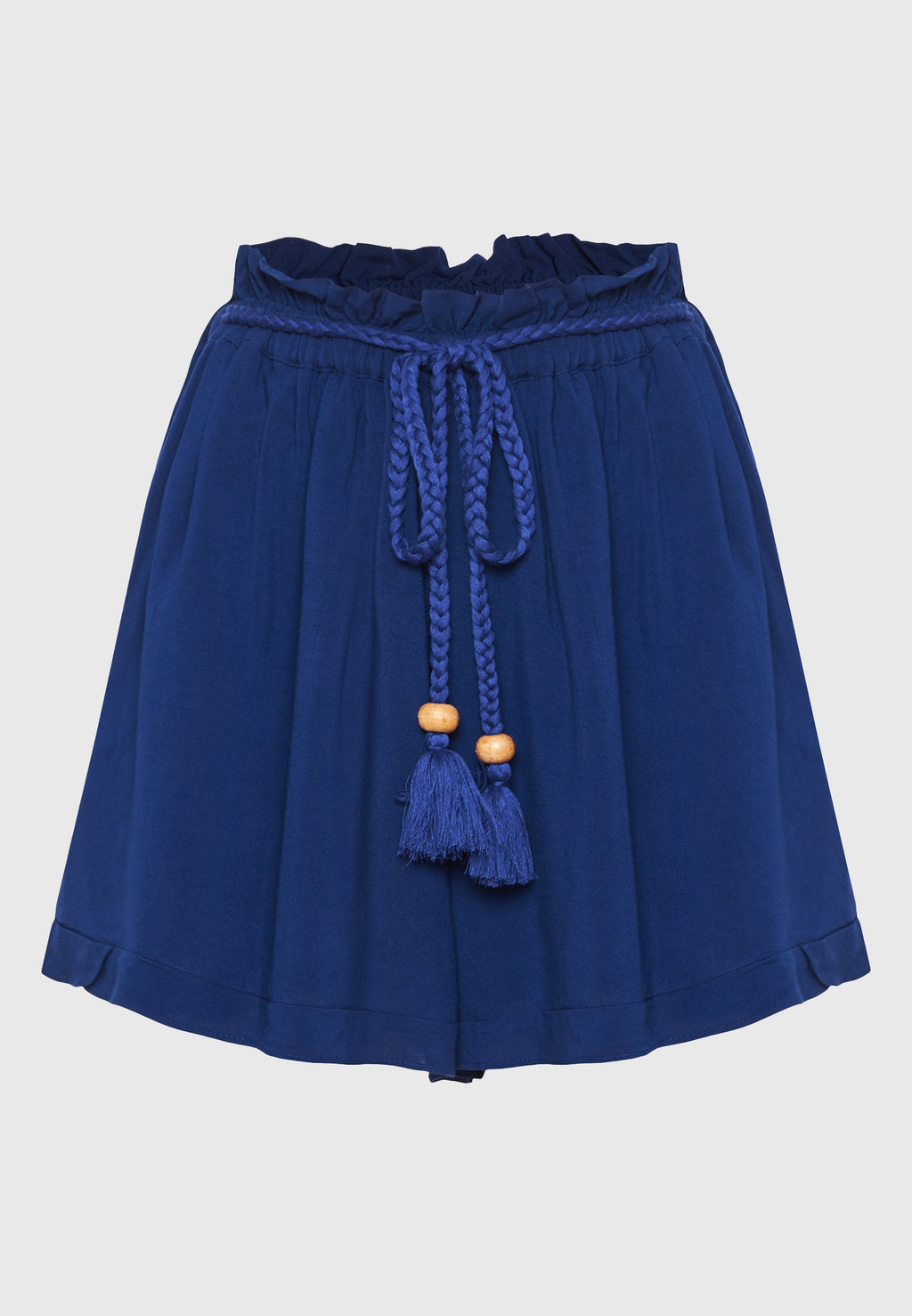 Loose fit shorts with drawstring and ruffle waist