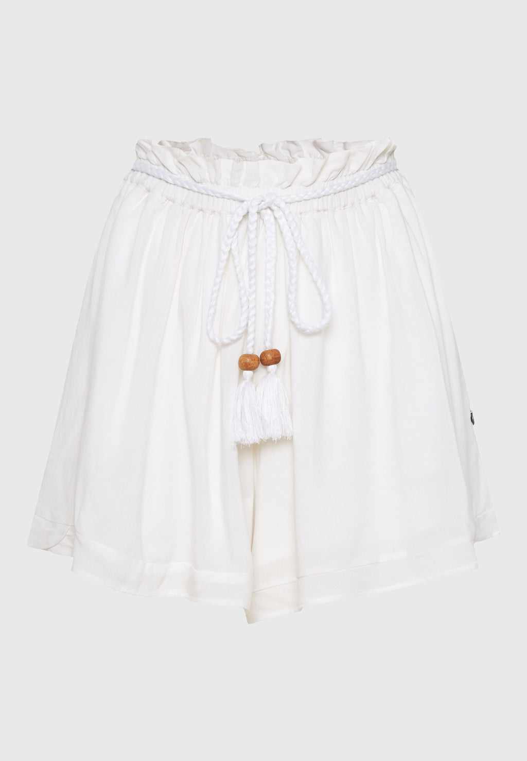 Loose fit shorts with drawstring and ruffle waist