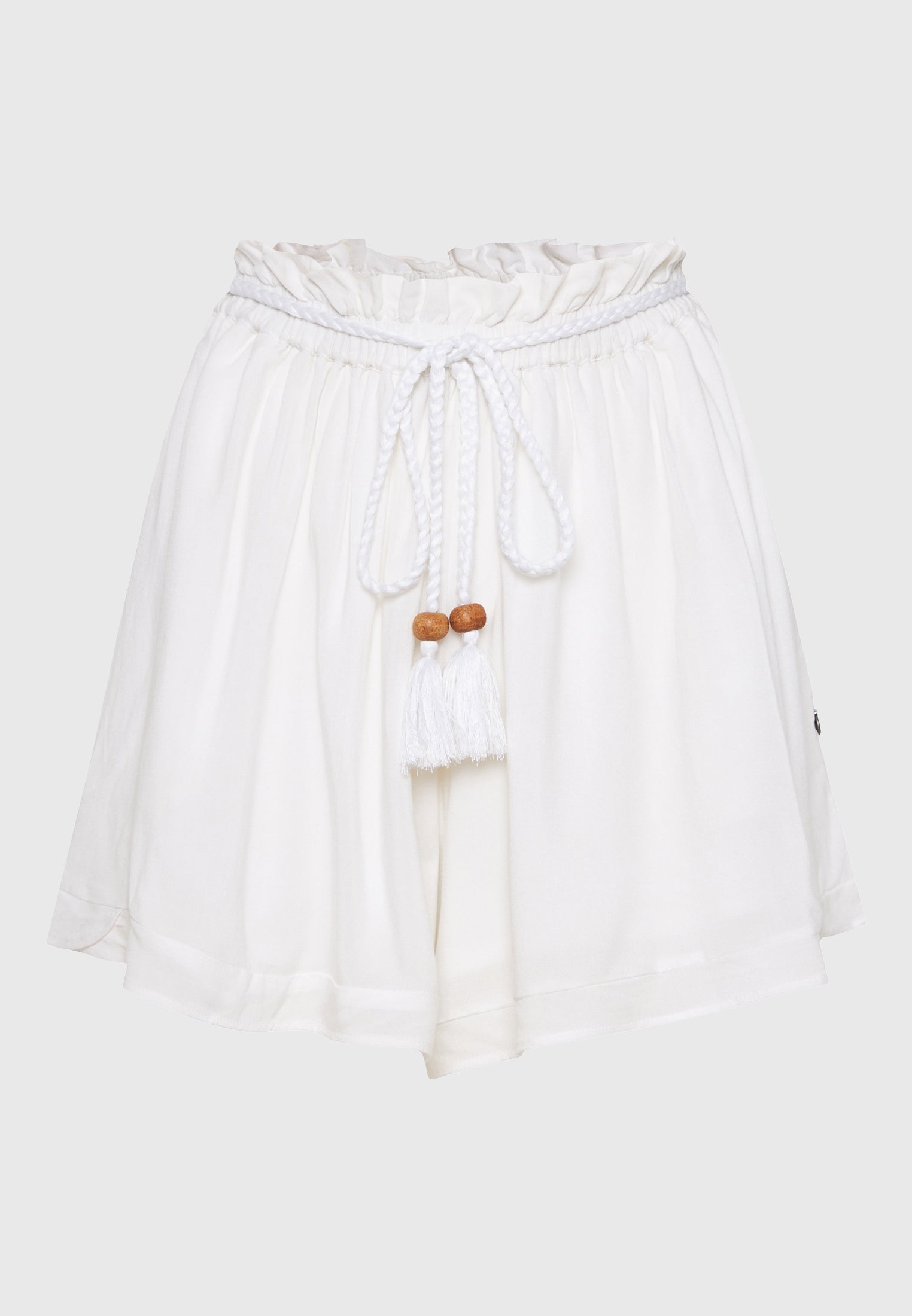 Loose fit shorts with drawstring and ruffle waist