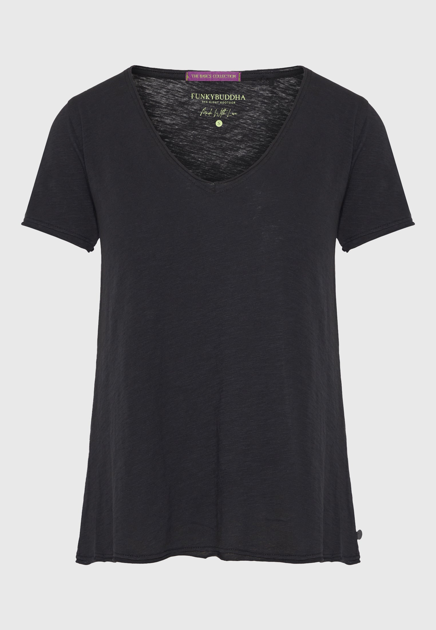 Women's V-neck t-shirt with raw edges - The essentials