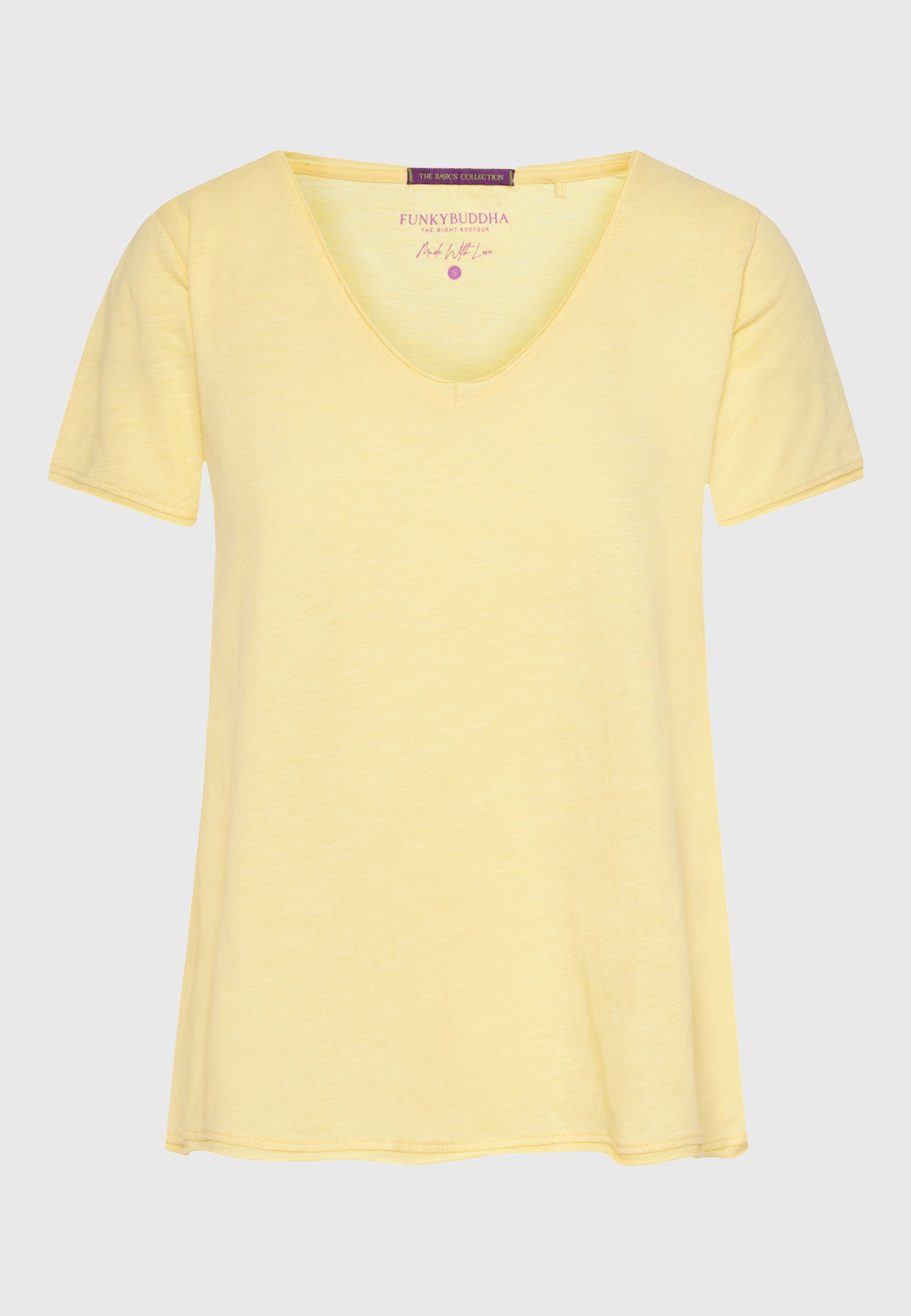 Women's V-neck t-shirt with raw edges - The essentials