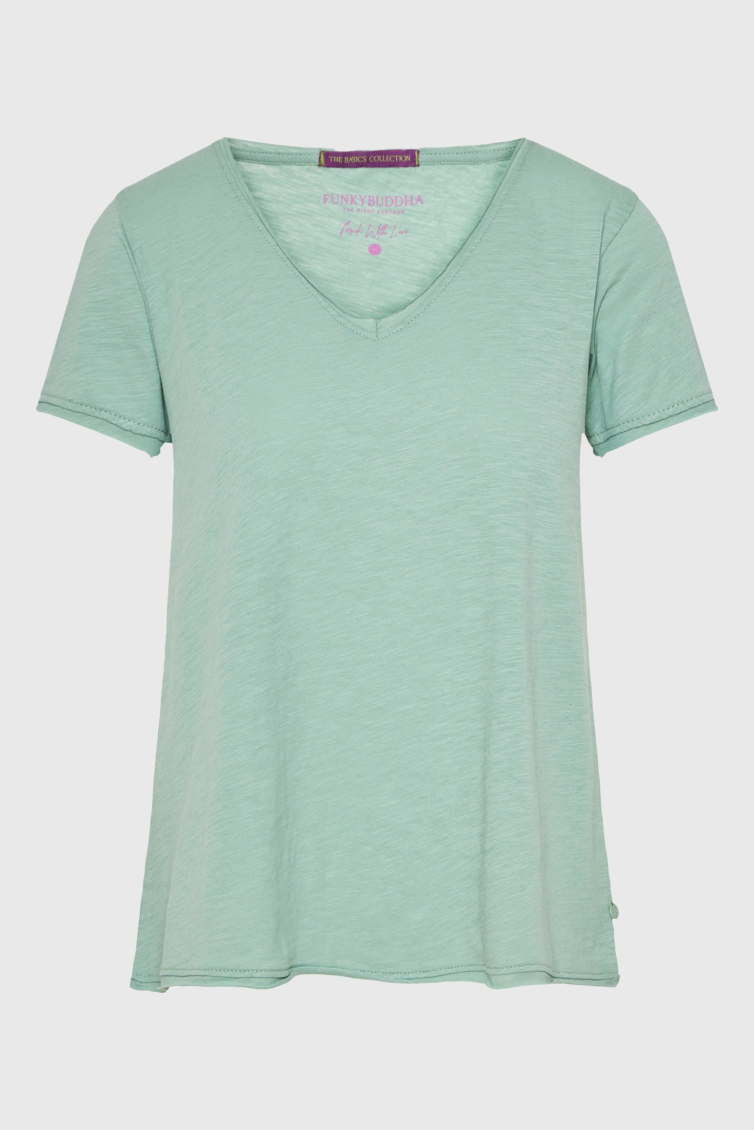 Women's V-neck t-shirt with raw edges - The essentials