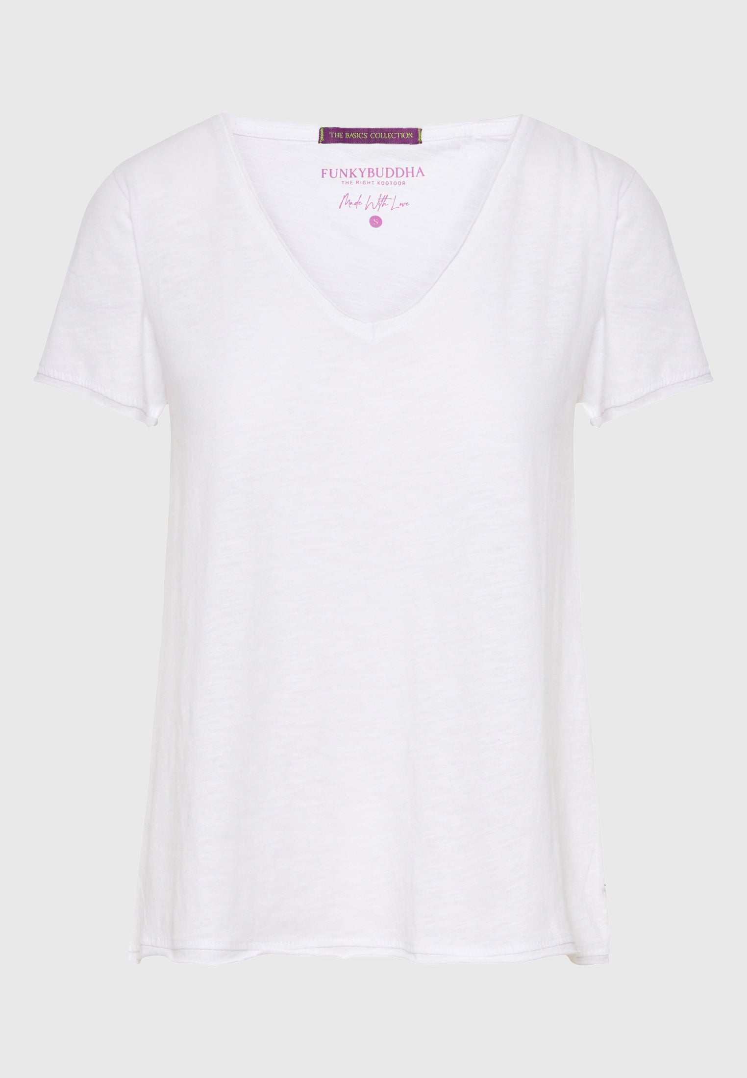 Women's V-neck t-shirt with raw edges - The essentials