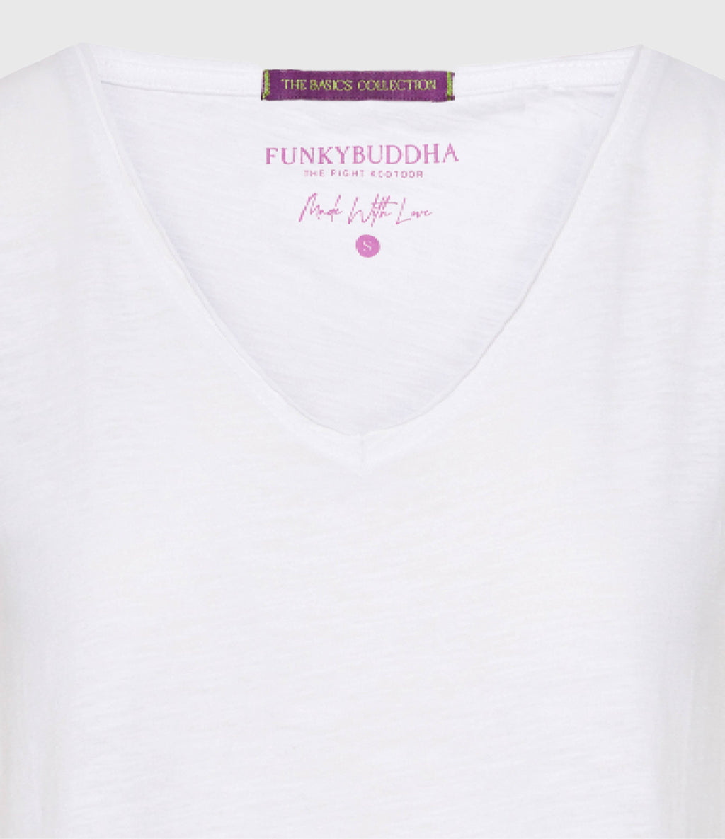 Women's V-neck t-shirt with raw edges - The essentials